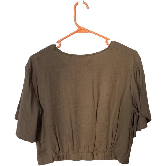 Timing short sleeves crop top size large brown v-neck - Picture 2 of 3